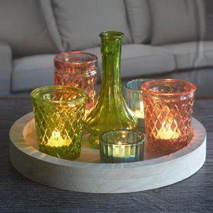 Set c/7pcs castical vidro bandeja madeira round cute glass cups colorido gde 25 x 25 x 3,2 cm - Urban Menor preço em Set c/7pcs castical vidro bandeja madeira round cute glass cups colorido gde 25 x 25 x 3,2 cm - Urban