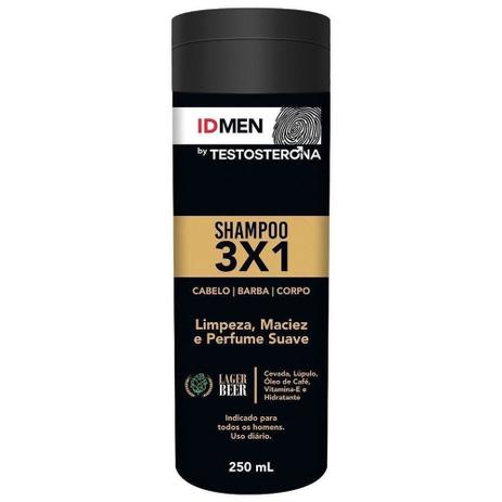 Shampoo 3 x 1 250ml id men by testosterona soft love - unica - u Menor preço em Shampoo 3 x 1 250ml id men by testosterona soft love - unica - u