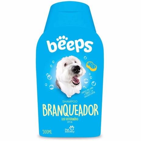Shampoo Beeps Branqueador Sem Sal Pet Society 500ml Menor preço em Shampoo Beeps Branqueador Sem Sal Pet Society 500ml