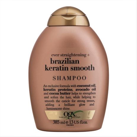 Shampoo Ogx Brazilian Keratin Smooth 358ml Menor preço em Shampoo Ogx Brazilian Keratin Smooth 358ml
