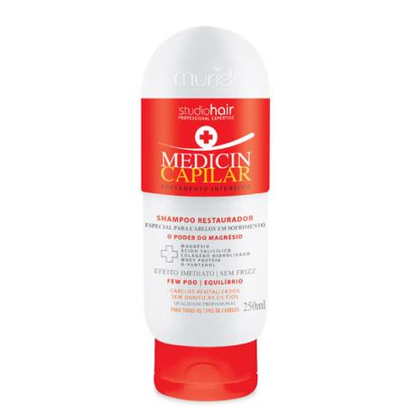 Shampoo Restaurador Medicin Capilar Studio Hair 250ml - Muriel Menor preço em Shampoo Restaurador Medicin Capilar Studio Hair 250ml - Muriel