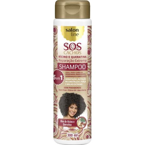 Shampoo S.O.S Cachos Reparação Extrema 5 em 1 Rícino e Queratina 300ml - Salon Line Menor preço em Shampoo S.O.S Cachos Reparação Extrema 5 em 1 Rícino e Queratina 300ml - Salon Line