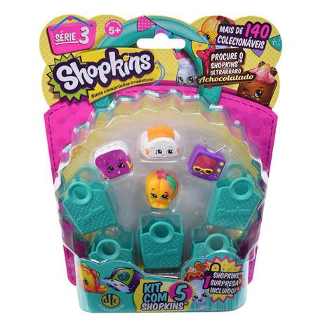 Shopkins Blister Kit com 5 Personagens - Série 3 - DTC Menor preço em Shopkins Blister Kit com 5 Personagens - Série 3 - DTC