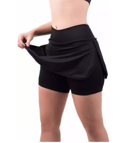 short saia de academia preto