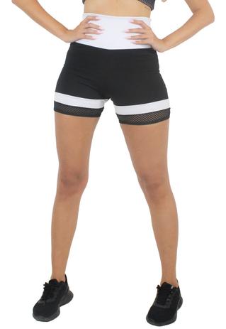 short preto com listra branca do lado feminino
