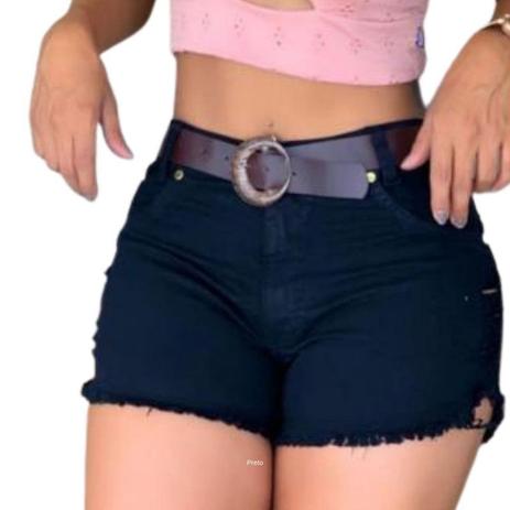 Short cintura alta preto jeans Clearance