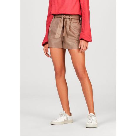 shorts suede cintura alta