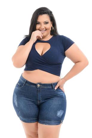 short jeans cintura alta plus size