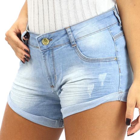 short cós alto jeans desfiado