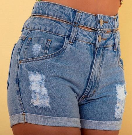 short jeans branco feminino cintura alta