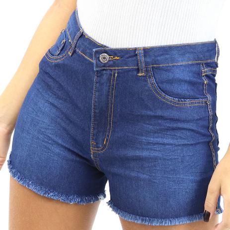 shorts jeans feminino desfiado na cintura