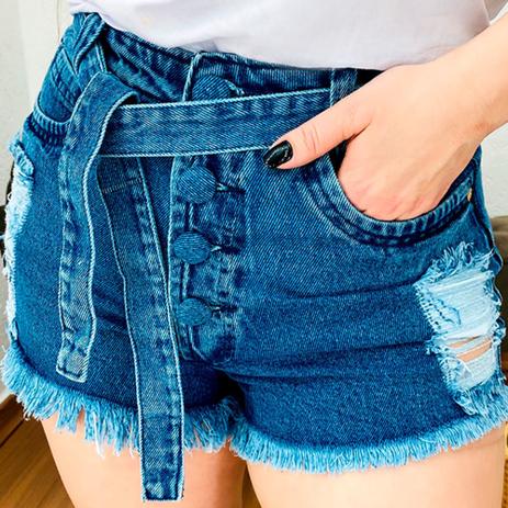 shorts com cinto jeans