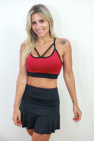 short saia com babado fitness