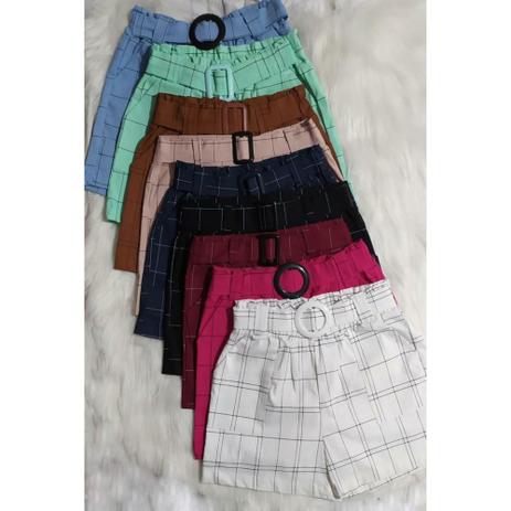 Shorts Xadrez Com Cinto Tecido Bengaline Propria Short Esportivo Magazine Luiza