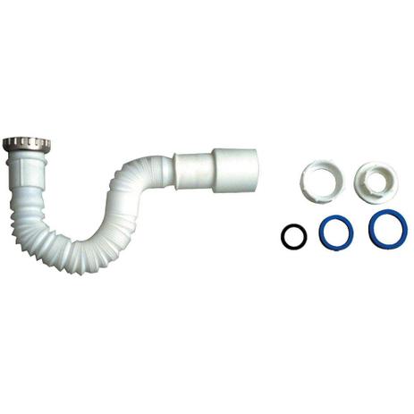 Sifão para lavatórios inteligente de PVC com anel metálico branco Wog Menor preço em Sifão para lavatórios inteligente de PVC com anel metálico branco Wog