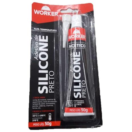 Silicone Acetico Alta Temperatura Preto Blister 50g Worker Menor preço em Silicone Acetico Alta Temperatura Preto Blister 50g Worker