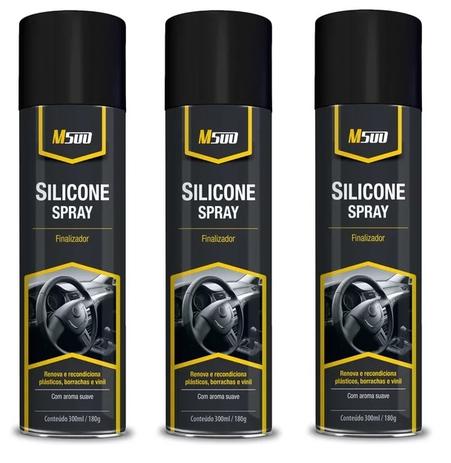 Silicone Spray Automotivo M500 300ml Perfumado Aroma Neutro - 3 Unidades Menor preço em Silicone Spray Automotivo M500 300ml Perfumado Aroma Neutro - 3 Unidades