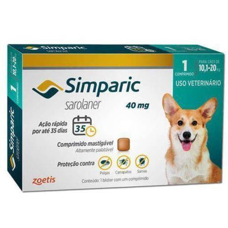 Simparic 10,1 a 20Kg - 40mg 1 Comprimido Contra Pulgas Carrapatos e Sarnas - Zoetis é boa?