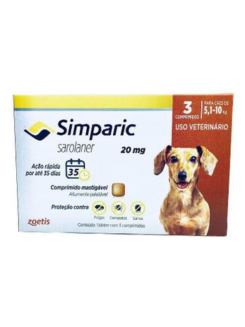 Simparic Antipulgas, Carrapatos e Sarna para cães de 5,1 a 10Kg, 3 Comprimidos. é boa?