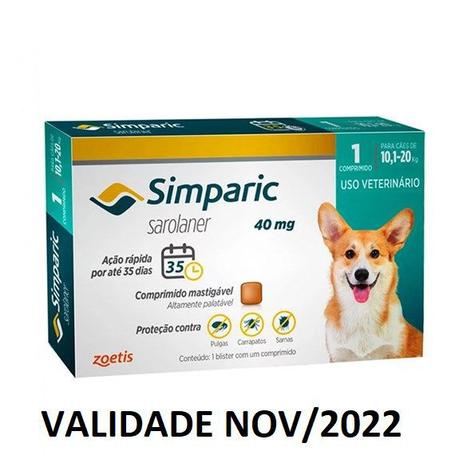 Simparic Antipulgas E Carrapatos Cães 10,1 A 20kg Menor preço em Simparic Antipulgas E Carrapatos Cães 10,1 A 20kg