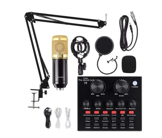 Singing Love Sound Card V8 Microfone Condensador Profissional Com Placa de Mesa Menor preço em Singing Love Sound Card V8 Microfone Condensador Profissional Com Placa de Mesa