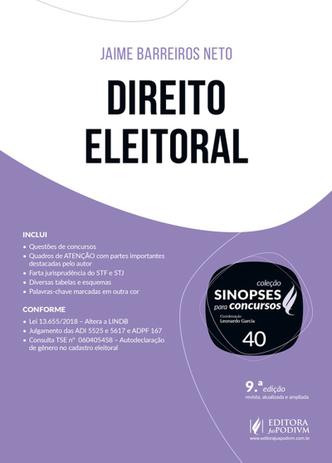Sinopses Para Concursos - Volume 40 - Direito Eleitoral - 9ª Edição (2019) - Juspodivm Menor preço em Sinopses Para Concursos - Volume 40 - Direito Eleitoral - 9ª Edição (2019) - Juspodivm