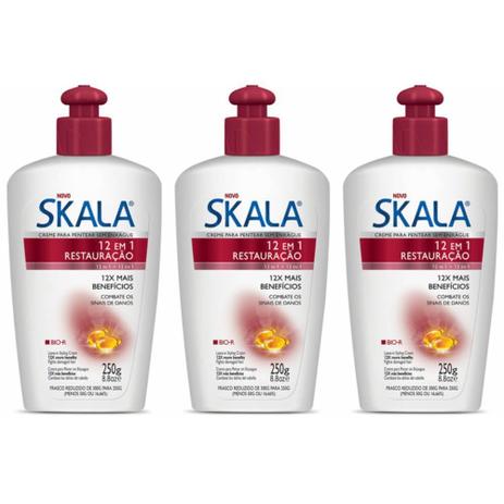 Skala 12em1 Creme P/ Pentear 250g (Kit C/03) Menor preço em Skala 12em1 Creme P/ Pentear 250g (Kit C/03)