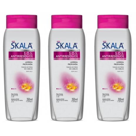 Skala Antirresíduos Shampoo 350ml (Kit C/03) Menor preço em Skala Antirresíduos Shampoo 350ml (Kit C/03)