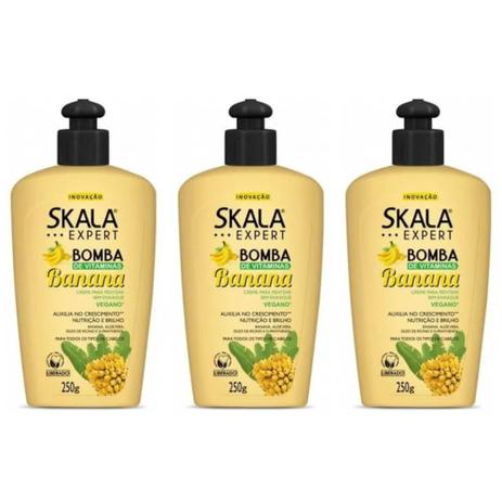 Skala Bomba De Vitaminas C/ Banana Creme P/ Pentear 250g (Kit C/03) Menor preço em Skala Bomba De Vitaminas C/ Banana Creme P/ Pentear 250g (Kit C/03)