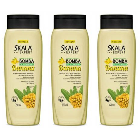 Skala Bomba De Vitaminas C/ Banana Shampoo 350ml (Kit C/03) Menor preço em Skala Bomba De Vitaminas C/ Banana Shampoo 350ml (Kit C/03)