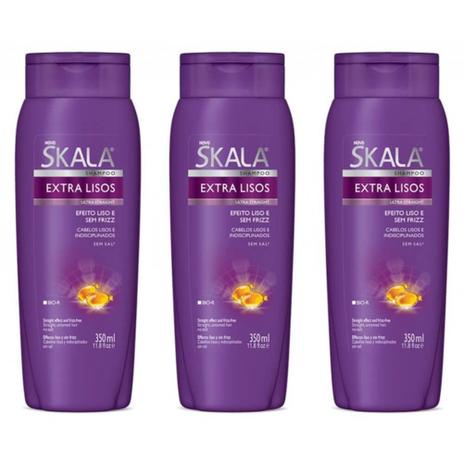 Skala Extra Lisos Shampoo 350ml (Kit C/03) Menor preço em Skala Extra Lisos Shampoo 350ml (Kit C/03)