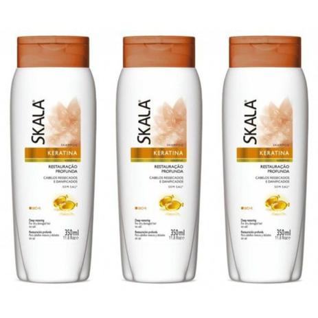 Skala Keratina Shampoo S/ Sal 350ml (Kit C/03) Menor preço em Skala Keratina Shampoo S/ Sal 350ml (Kit C/03)