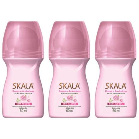 Skala Rosas E Amêndoas Desodorante Rollon 60ml (Kit C/03) Menor preço em Skala Rosas E Amêndoas Desodorante Rollon 60ml (Kit C/03)