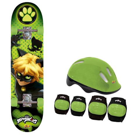 Skate Cat Noir com Acessórios de Segurança Ref. 8240-6 Fun Divirta-se Menor preço em Skate Cat Noir com Acessórios de Segurança Ref. 8240-6 Fun Divirta-se