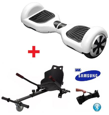Skate Elétrico Hoverboard 6.5 BRANCO + Hoverkart Carrinho Bluetooth, LED - Bateria Samsung Bolsa - Smart Balance Menor preço em Skate Elétrico Hoverboard 6.5 BRANCO + Hoverkart Carrinho Bluetooth, LED - Bateria Samsung Bolsa - Smart Balance
