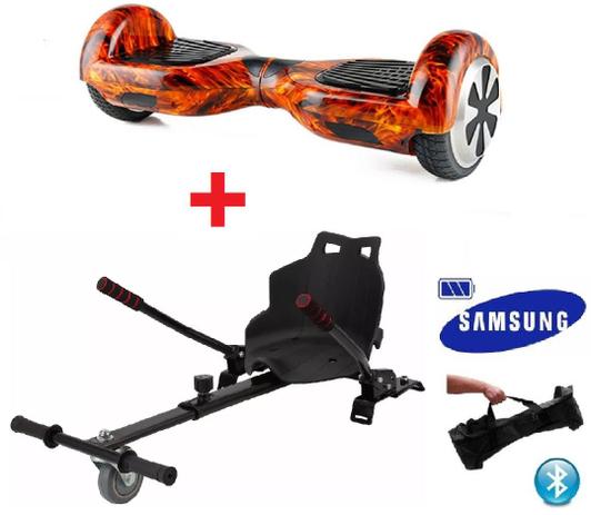 Skate Elétrico Hoverboard 6.5 FOGO + Hoverkart Carrinho Bluetooth, LED - Bateria Samsung Bolsa - Smart Balance Menor preço em Skate Elétrico Hoverboard 6.5 FOGO + Hoverkart Carrinho Bluetooth, LED - Bateria Samsung Bolsa - Smart Balance