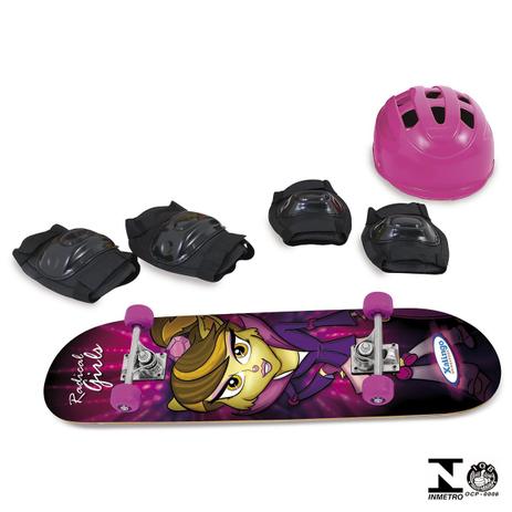 Skate Infantil Reforçado Cor Rosa Menina Feminino com kit proteção - Xalingo é boa?