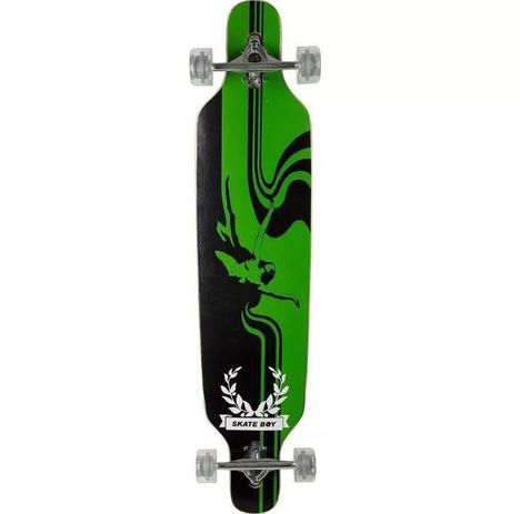Skate Longboard Profissional Preto/Verde Fenix -