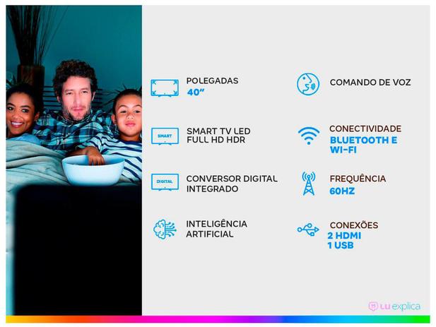 Smart TV 40” Full HD LED TCL 40S6500 Android - Wi-Fi HDR Inteligência Artificial 2 HDMI USB