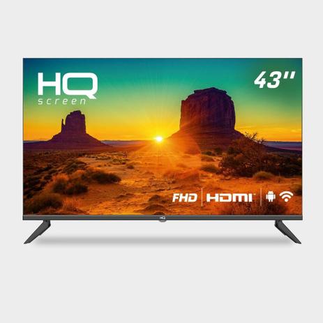 Smart TV 43" HQ Full HD HDR tela sem bordas Android 11 design Slim Processador Quad Core Espelhamento de tela