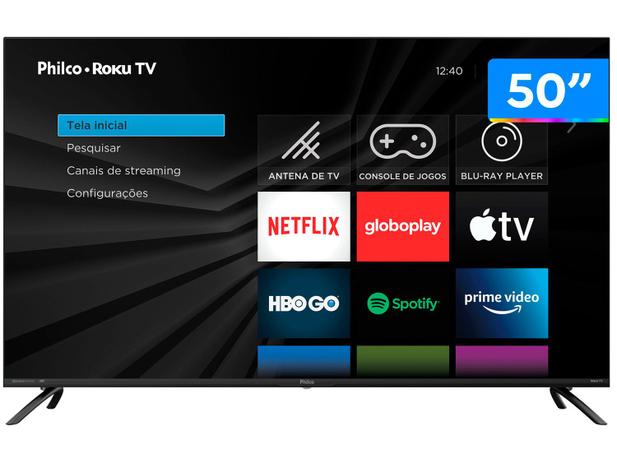 Smart TV 4K DLED 50” Philco PTV50RCG70BL Roku TV - Wi-Fi HDR 4 HDMI 2 USB Menor preço em Smart TV 4K DLED 50” Philco PTV50RCG70BL Roku TV - Wi-Fi HDR 4 HDMI 2 USB