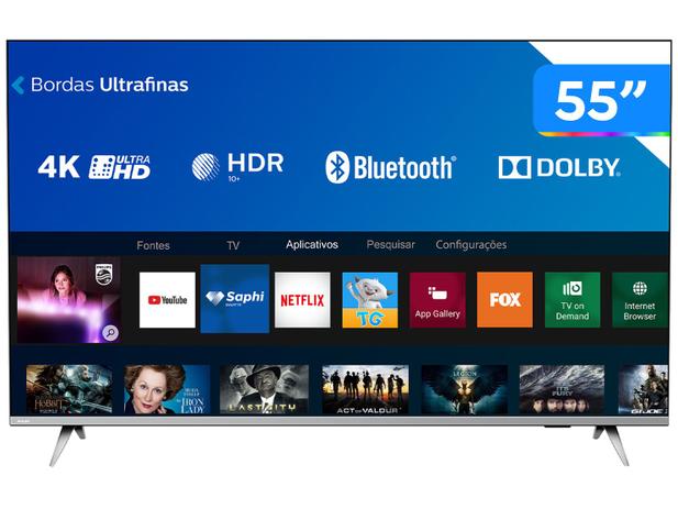 Smart TV 4K LED 55” Philips 55PUG6654/78 - Wi-Fi Bluetooth HDR 3 HDMI 2 USB Bordas Ultrafinas