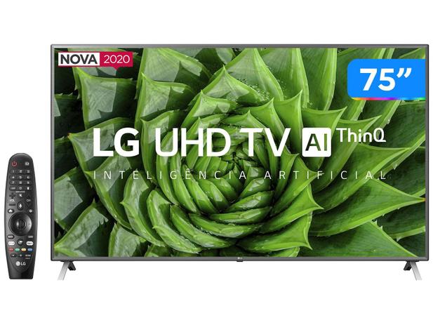 Smart TV 4K LED IPS 75” LG 75UN8000PSB Wi-Fi – Bluetooth HDR Inteligência Artificial 4 HDMI 2 USB