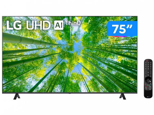 Smart TV 75” 4K LED LG 75UQ8050 AI Processor – Wi-Fi Bluetooth HDR Alexa Google Assistente 3 HDMI