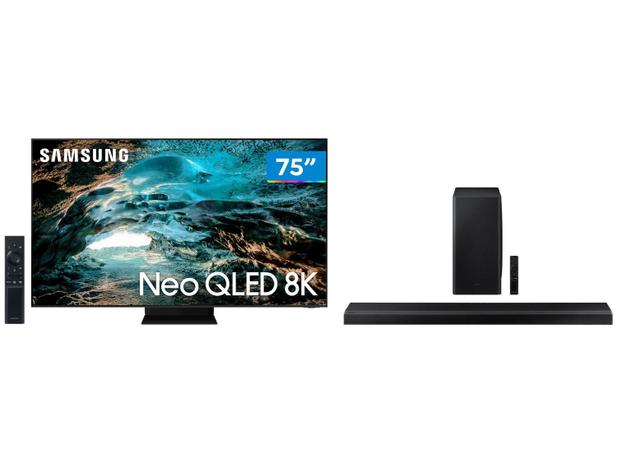 Smart TV 75” 8K NEO QLED Mini Led Samsung 75QN800A - 120hz + Soundbar HW-Q800A/ZD com Subwoofer Menor preço em Smart TV 75” 8K NEO QLED Mini Led Samsung 75QN800A - 120hz + Soundbar HW-Q800A/ZD com Subwoofer