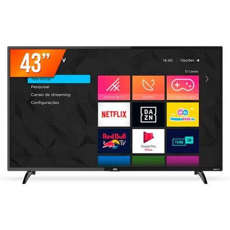 Smart TV AOC Roku LED 43” Full HD 43S5195/78 3 HDMI 1 USB Menor preço em Smart TV AOC Roku LED 43” Full HD 43S5195/78 3 HDMI 1 USB