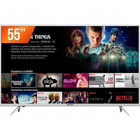 Smart TV LED 55” Ultra HD 4K Semp 55K1US 3 HDMI 2 USB Wi-Fi Integrado Conversor Digital Menor preço em Smart TV LED 55” Ultra HD 4K Semp 55K1US 3 HDMI 2 USB Wi-Fi Integrado Conversor Digital