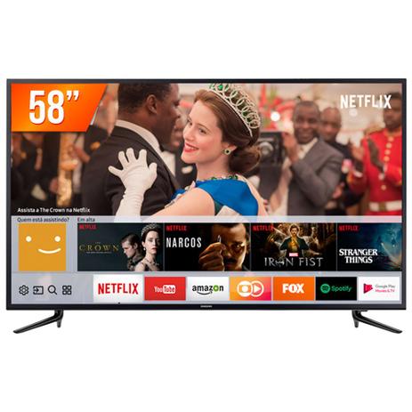 Smart TV LED 58'' UHD 4K Samsung MU6120 3 HDMI 2 USB Wi-fi Integrado Conversor Digital, Tizen