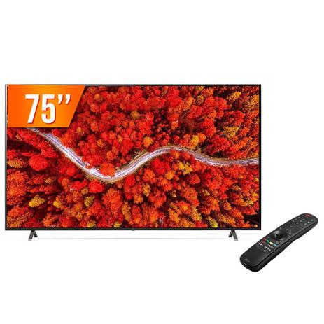 Menor preço em Smart TV LED 75" Ultra HD 4K LG 75UP801C0SB.BWZ ThinQ AI 3 HDMI 2 USB Wi-Fi Bluetooth