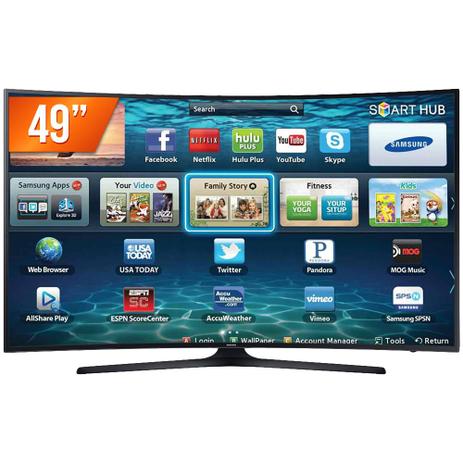 Smart TV LED Curva Tela 49" Ultra HD 4K Samsung 49MU6300 3 HDMI 2 USB Wi-Fi Conversor Digital